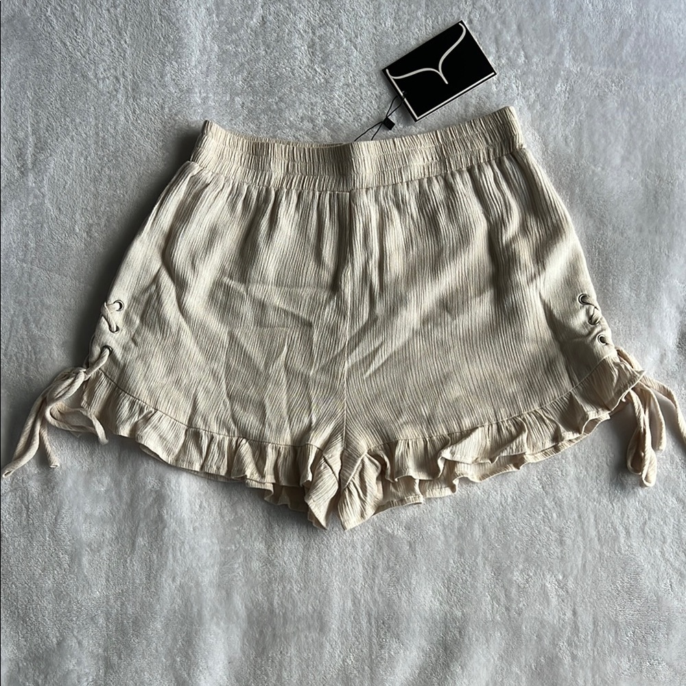Dance & Marvel Cream High Waist Shorts